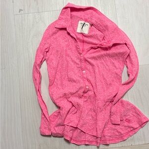 Pink Button-Up Women Top